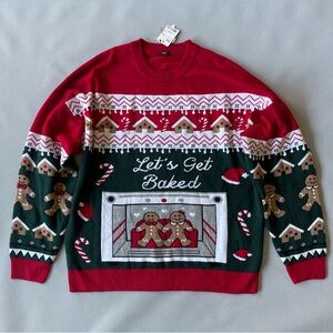 Ugly Christmas Sweater Lets Get Baked Gingerbread NWT Women’s Size XXL